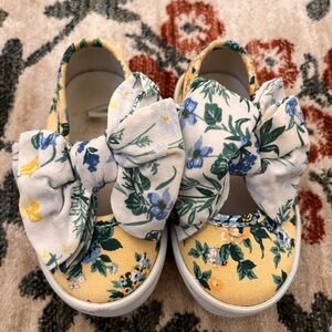 Janie and Jack Yellow Floral Bow Sneakers